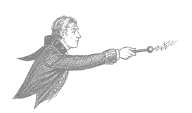 Engraving of a figure holding a spark